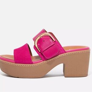 PILAR Suede-Mix Slide Platforms pink